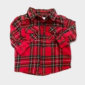 George Baby Toddler Red Plaid Long-Sleeve Button-Up Shirt 12-18mos